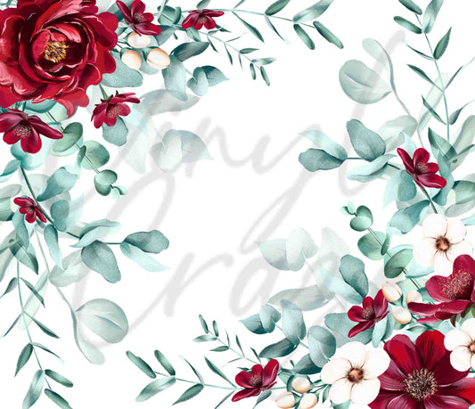 Burgundy Floral - Adhesive Vinyl Wrap