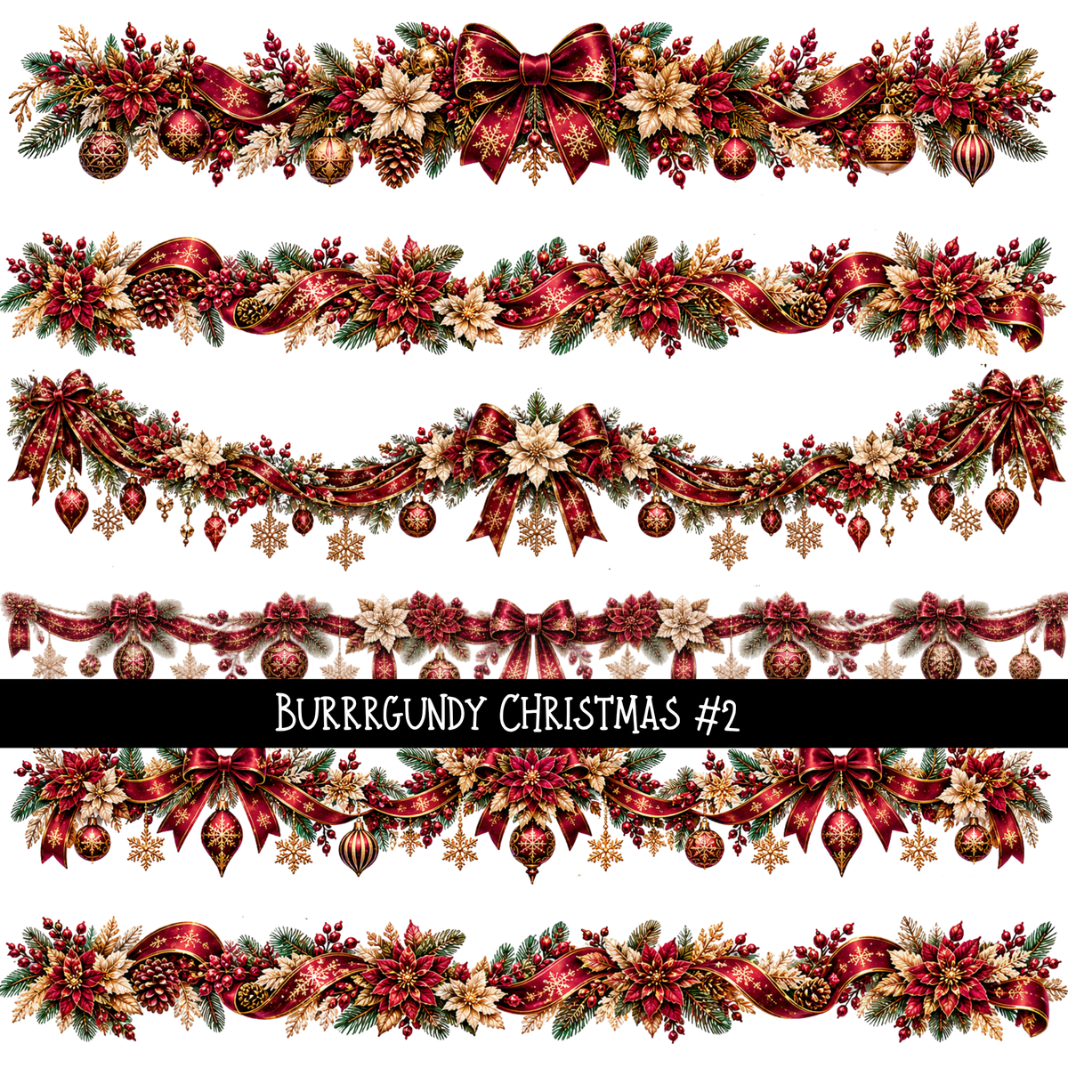 Burrrgundy Christmas - UV DTF Decal sheets 7 Designs available