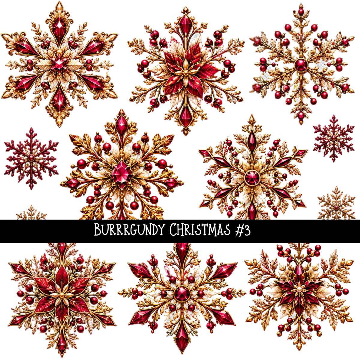 Burrrgundy Christmas - UV DTF Decal sheets 7 Designs available