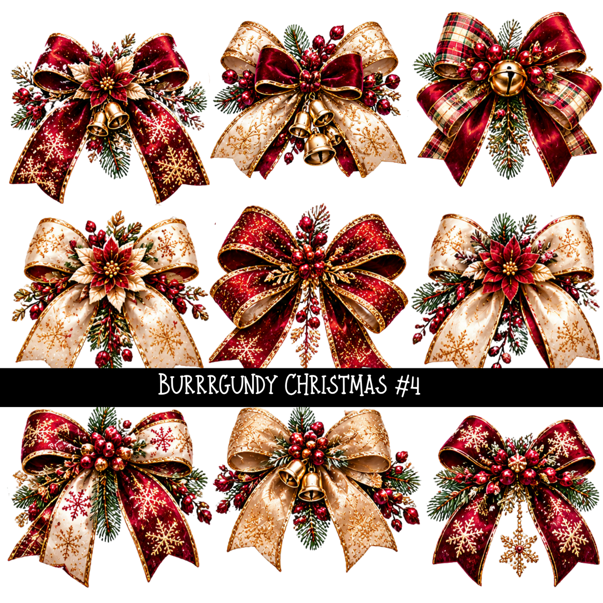 Burrrgundy Christmas - UV DTF Decal sheets 7 Designs available