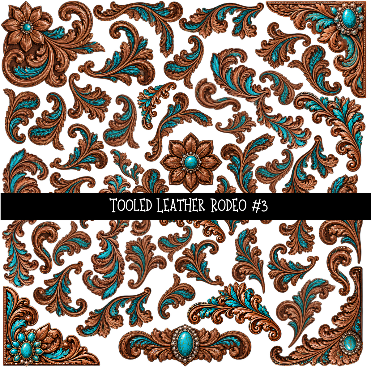 Tooled leather Rodeo - UV DTF Decal sheets
