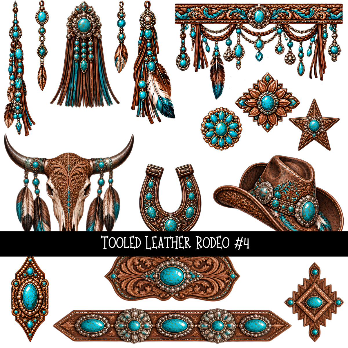 Tooled leather Rodeo - UV DTF Decal sheets