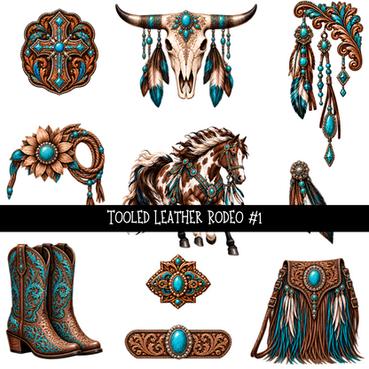 Tooled leather Rodeo - UV DTF Decal sheets