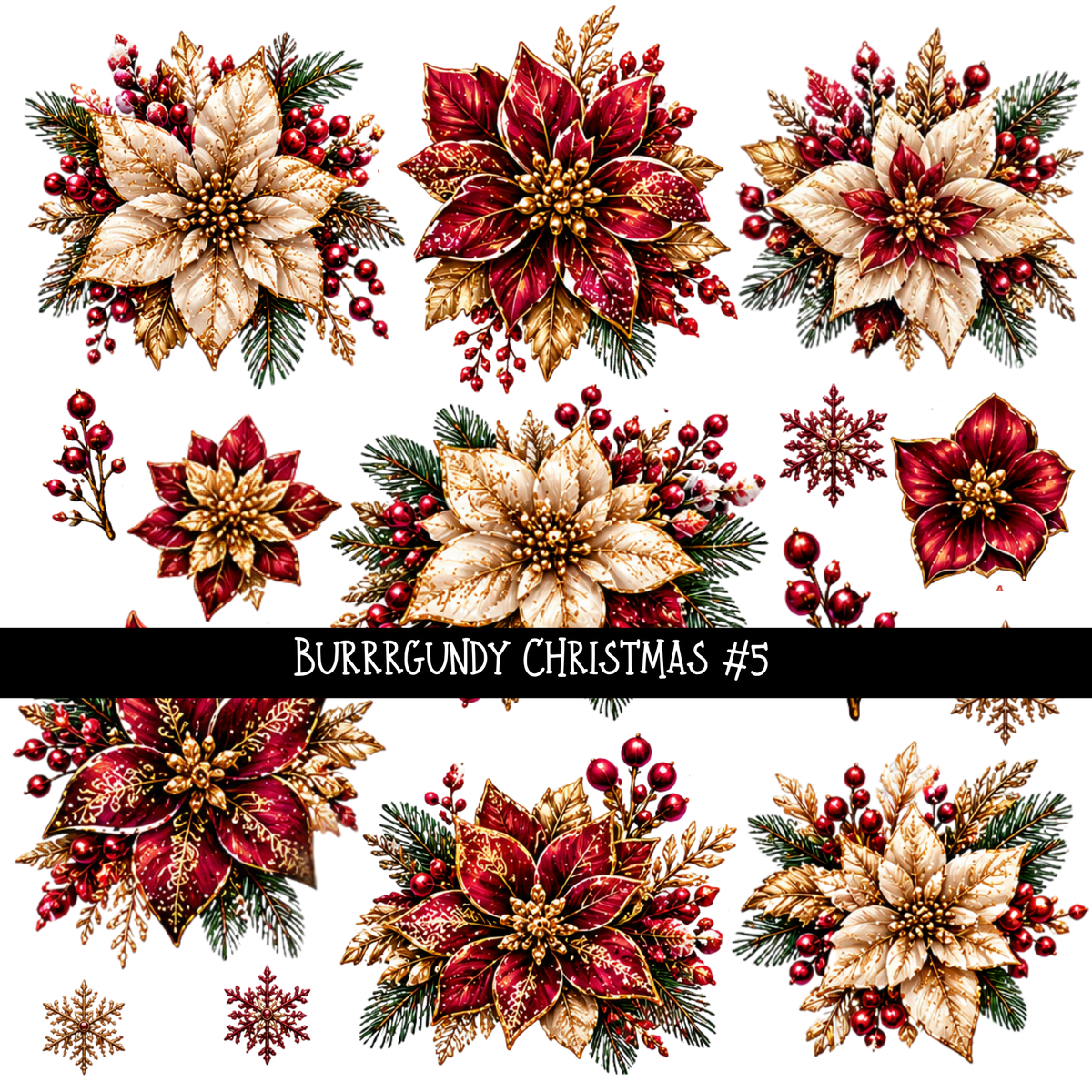 Burrrgundy Christmas - UV DTF Decal sheets 7 Designs available