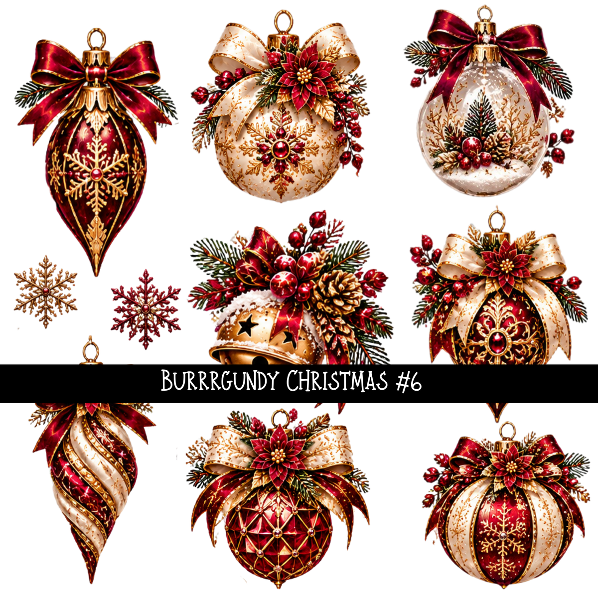 Burrrgundy Christmas - UV DTF Decal sheets 7 Designs available