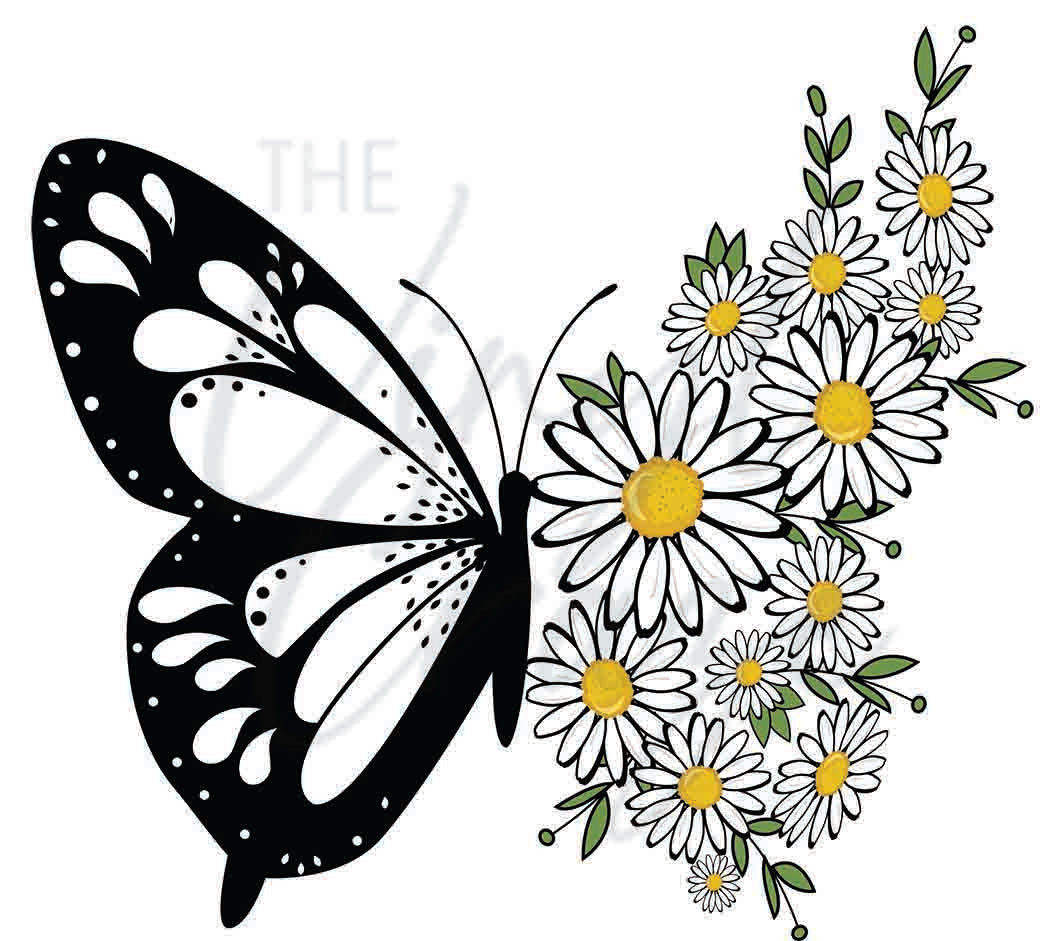 Butterfly and Daisies - UV DTF Decal