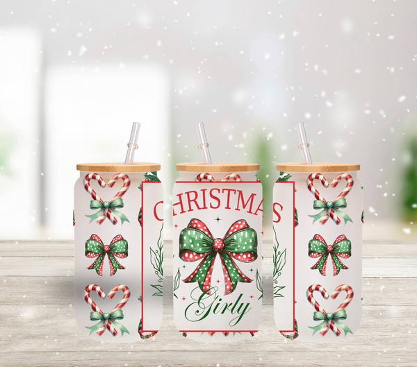 Christmas Girly - UV DTF 16oz Libbey wrap