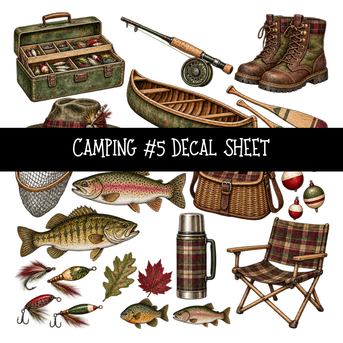 Camping UV DTF Decal sheets 11 Designs available