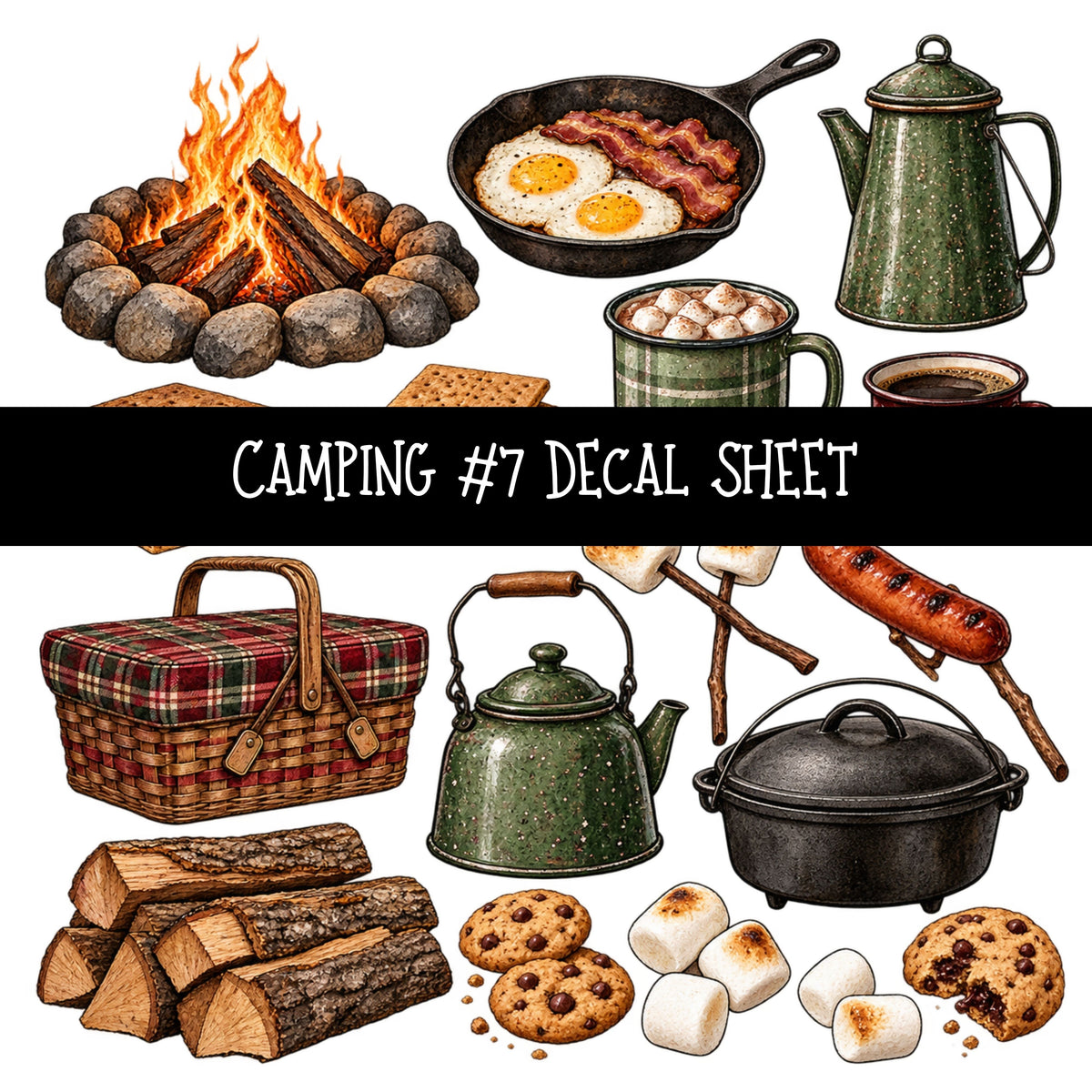 Camping UV DTF Decal sheets 11 Designs available