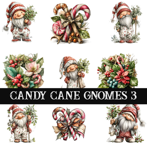 Candy Cane Gnomes Collection UV DTF Decal Sheets 7 Design sheets