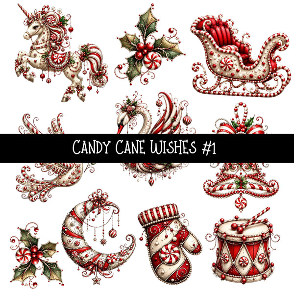 Candy Cane Wishes UV DTF Decal sheets 8 Designs available