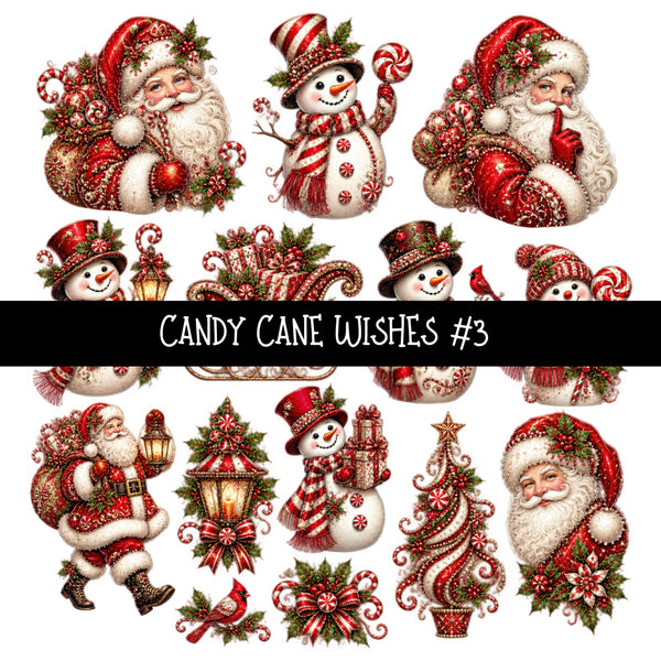 Candy Cane Wishes UV DTF Decal sheets 8 Designs available
