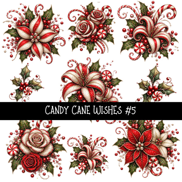 Candy Cane Wishes UV DTF Decal sheets 8 Designs available