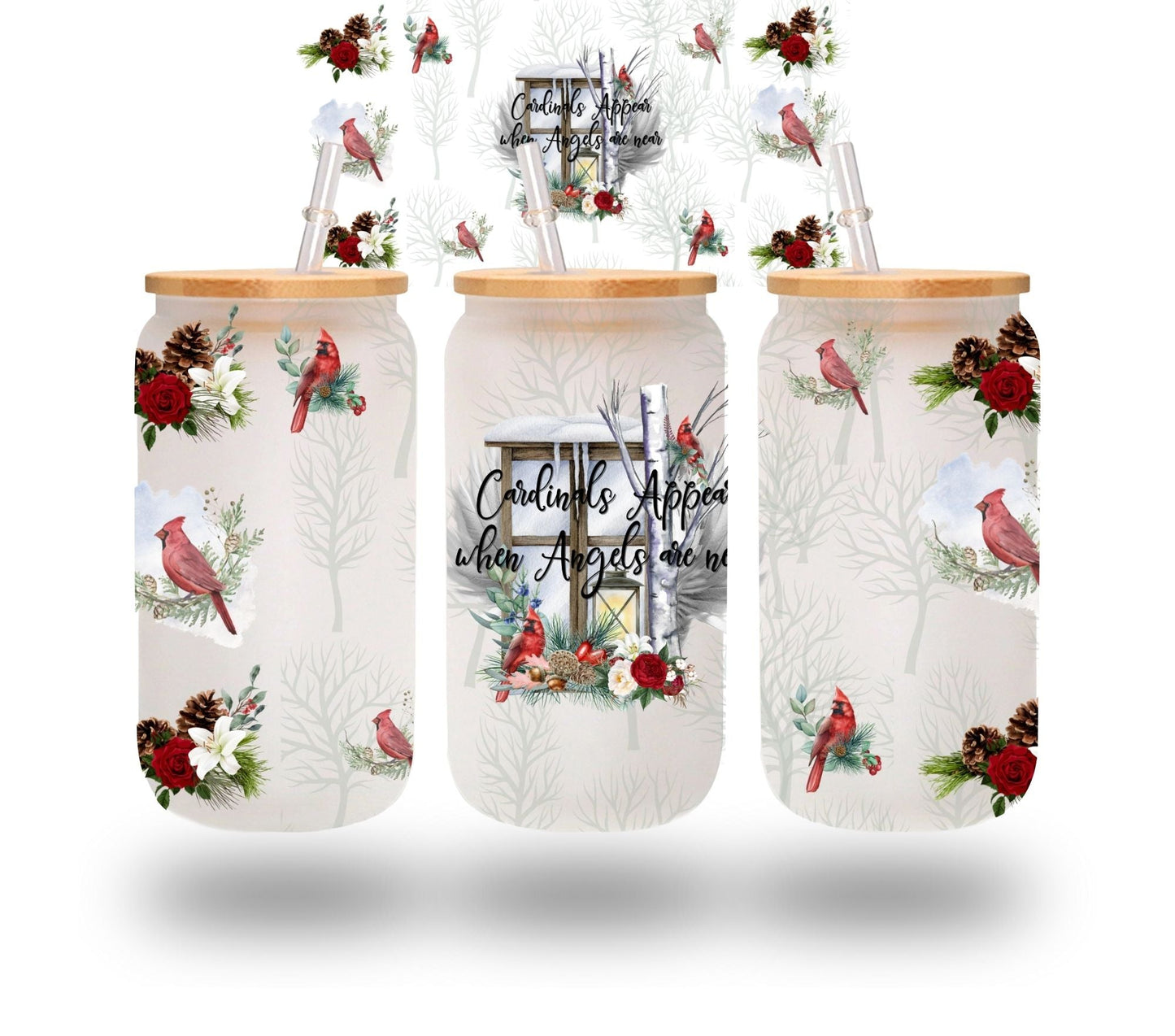 Cardinals  Appears when angels are near UV DTF 16oz Libbey Wrap