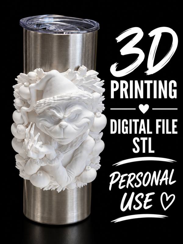 Grinch wreath - Tumbler Element Digital File Stl