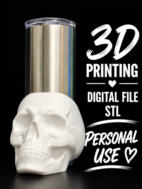 Skull - Tumbler Sleeve Digital File Stl