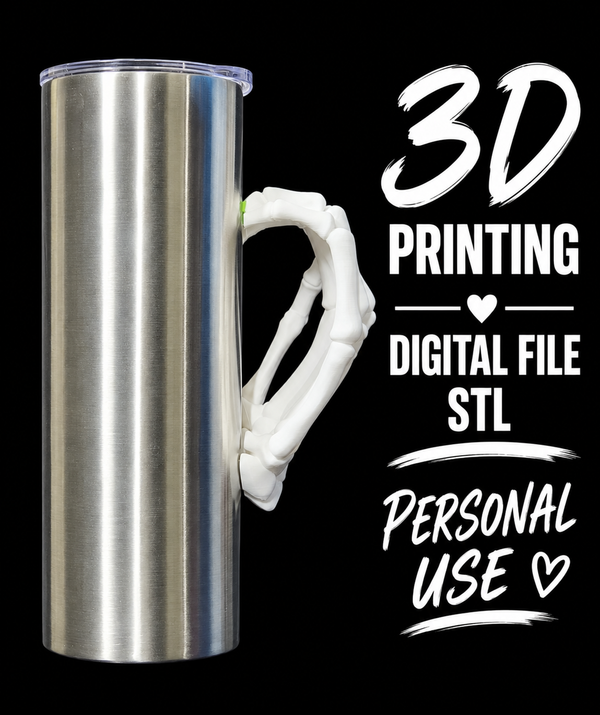 Heart shaped skeleton hand- Tumbler Element Digital File Stl