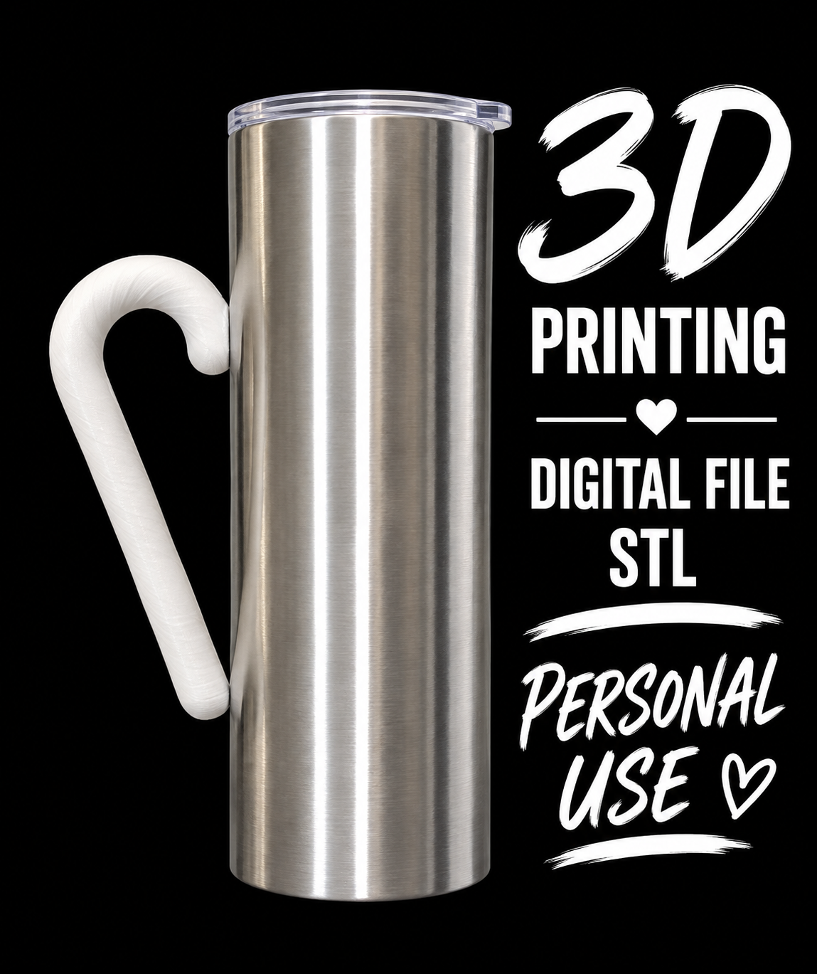 Candy cane - Tumbler Handle Digital File Stl
