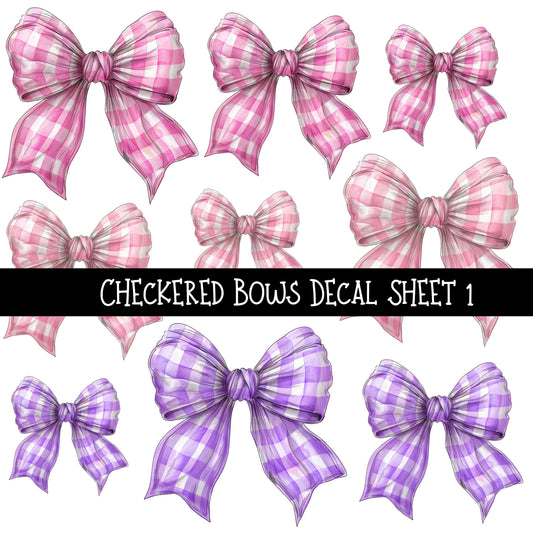 Checkered Bows UV DTF Decal sheets 3 to choose from
