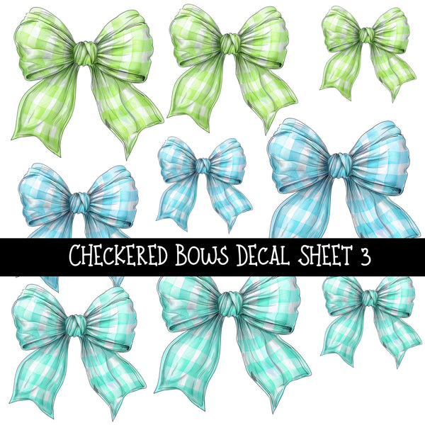 Checkered Bows UV DTF Decal sheets 3 to choose from