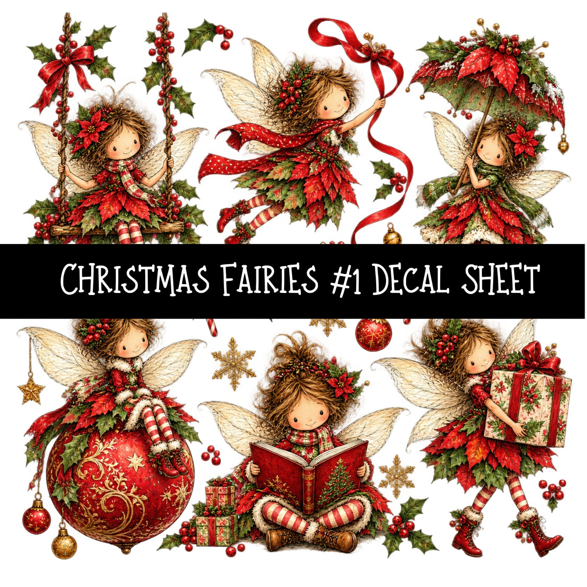 Christmas Fairies UV DTF Decal sheets 13 Designs available