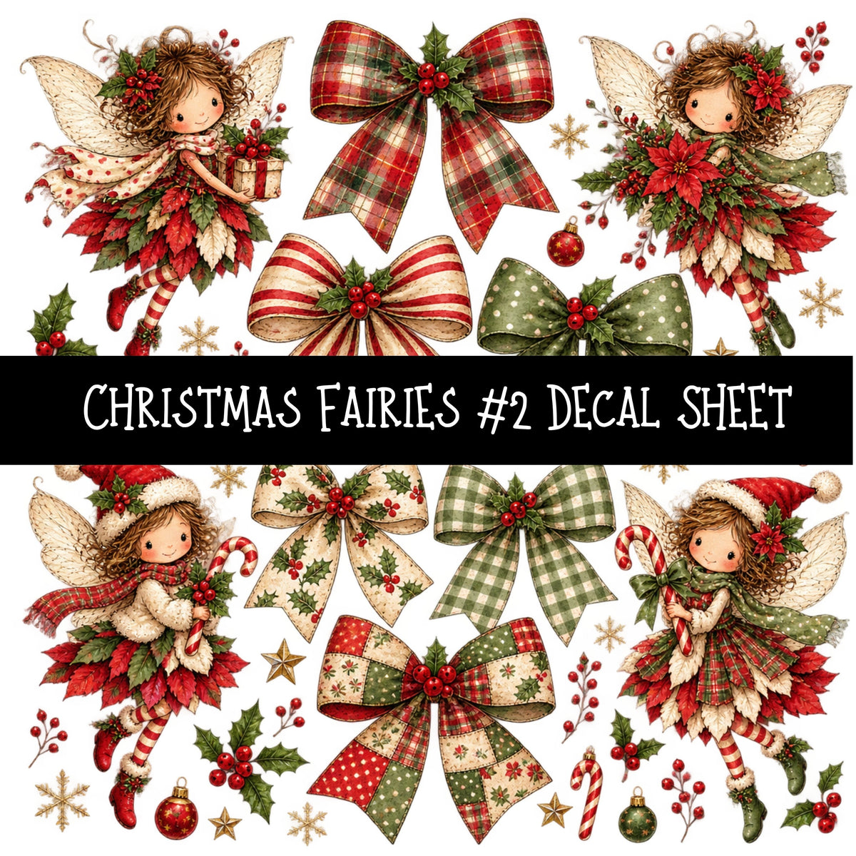 Christmas Fairies UV DTF Decal sheets 13 Designs available