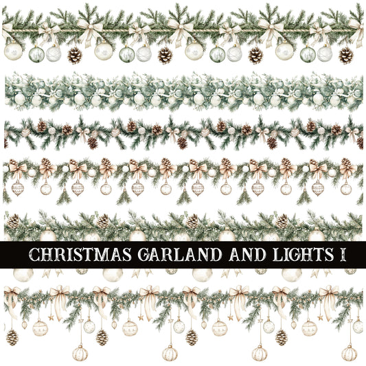 Christmas Garland and Lights Collection UV DTF Decal Sheets 7 Design sheets