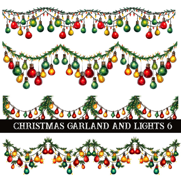 Christmas Garland and Lights Collection UV DTF Decal Sheets 7 Design sheets