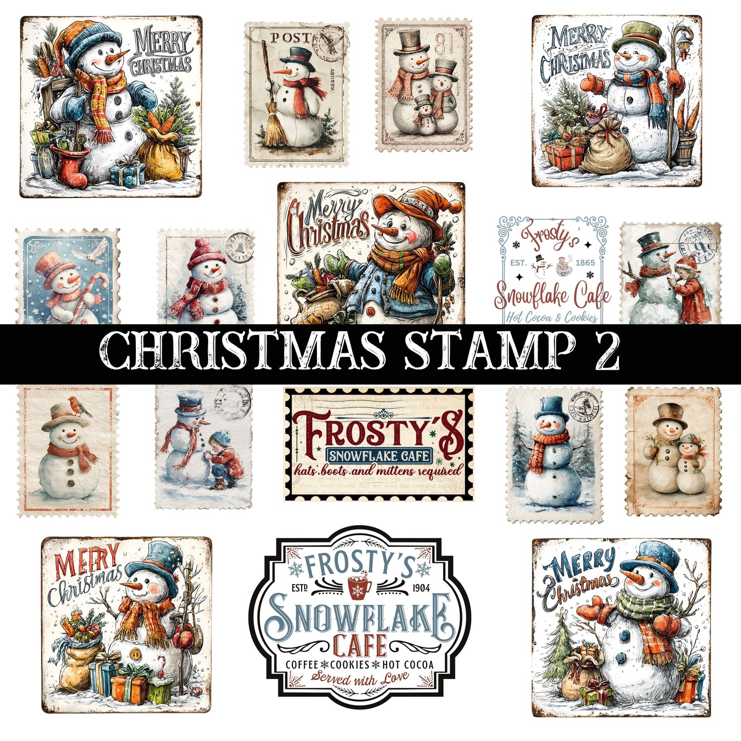 Christmas Stamp Collection UV DTF Decal Sheets 5 Design sheets