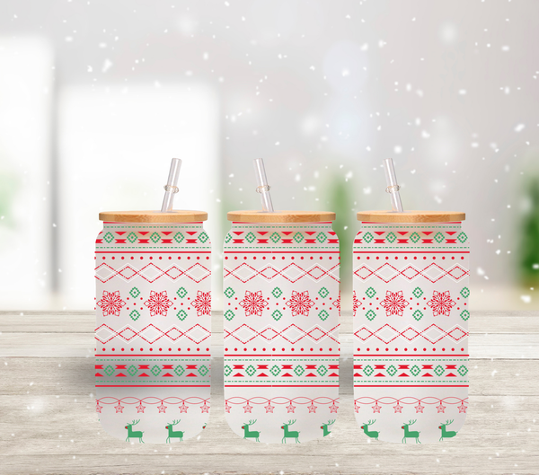 Christmas Sweater - UV DTF 16oz Libbey wrap