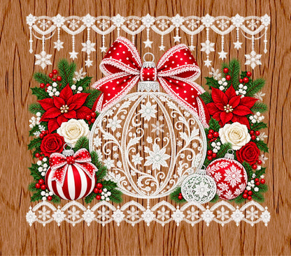 Christmas Lace UV DTF  tumbler wraps 2 sizes