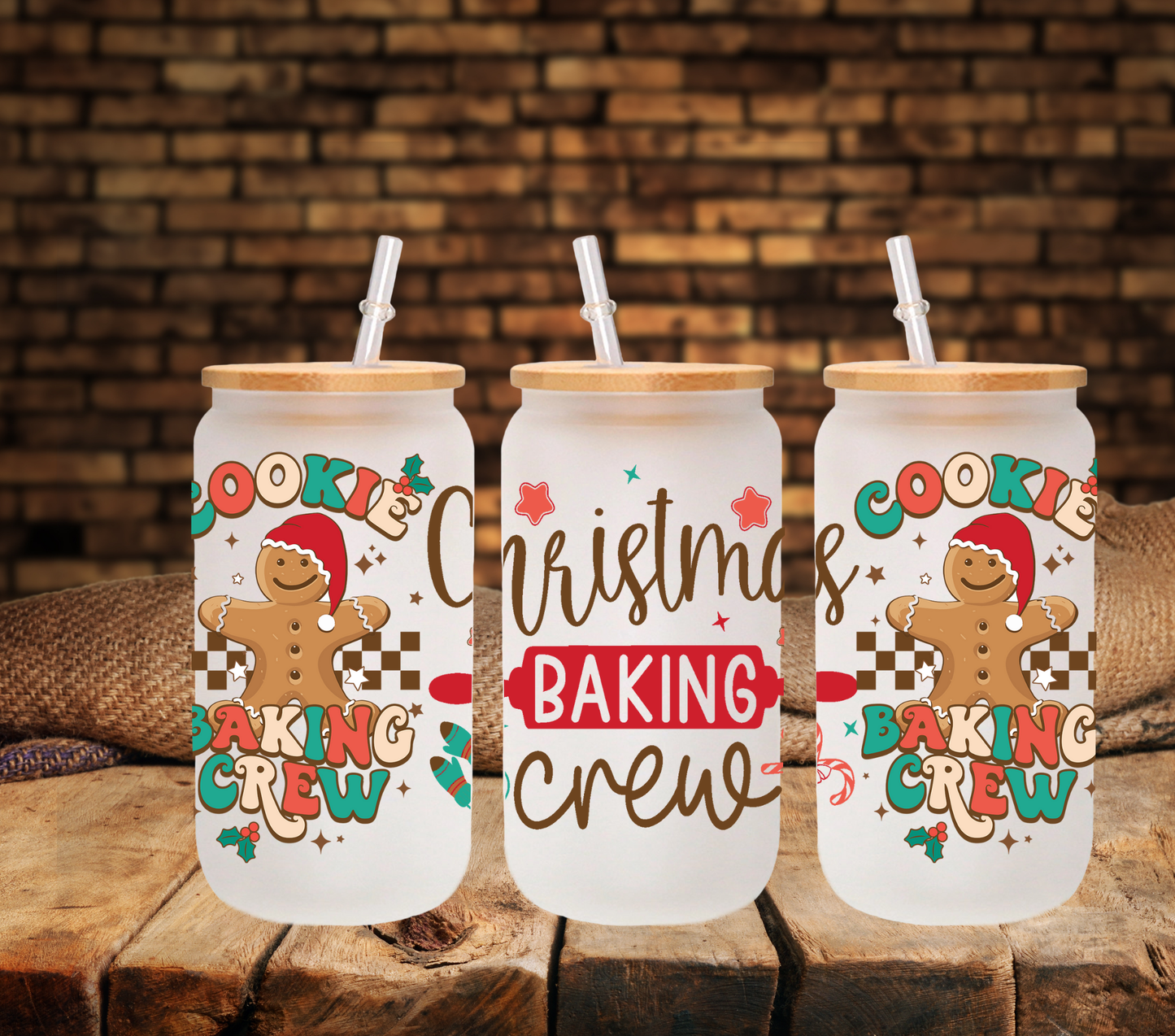 Christmas Baking Crew - UV DTF 16oz Libbey wrap