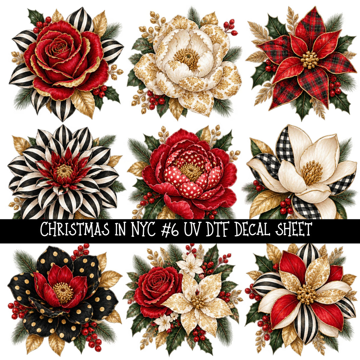 Christmas in NYC UV DTF Decal sheets 9 Designs available