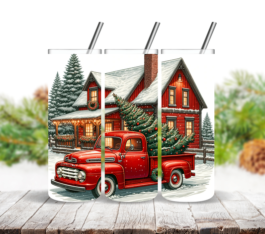 Christmas Truck and Cabin - Adhesive Vinyl Wrap