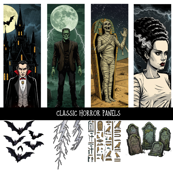 Classic Horror Panels - UV DTF Decal sheet