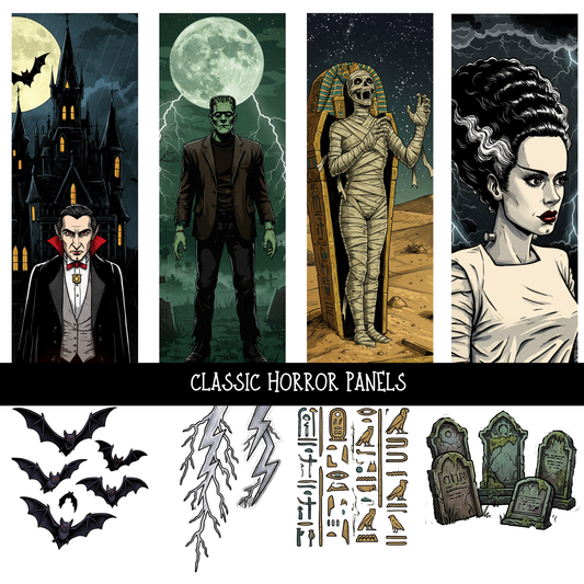 Classic Horror Panels - UV DTF Decal sheet