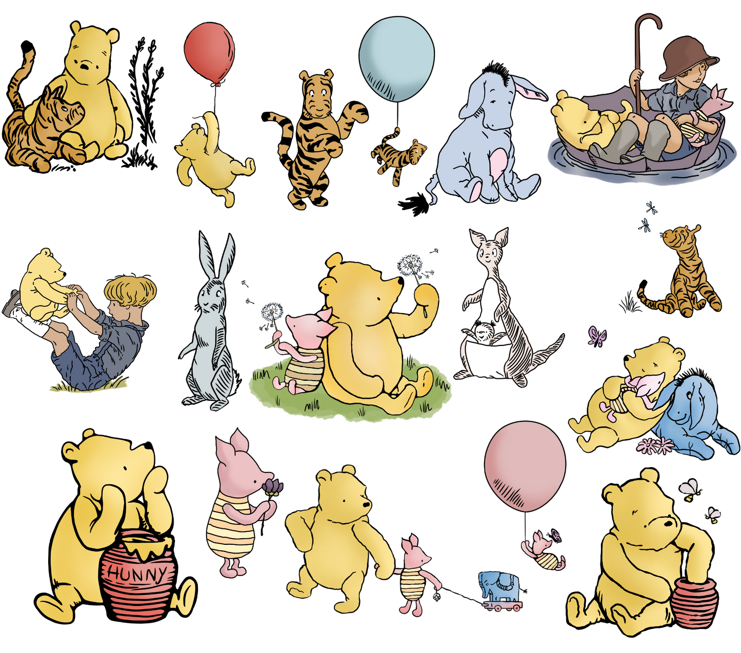 Classic Pooh - UV DTF Decal Sheet