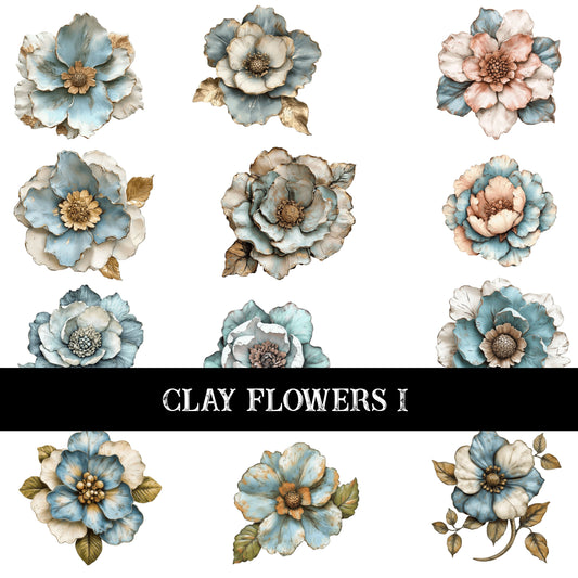 Clay Flowers UV DTF Decal Sheets 6 Designs