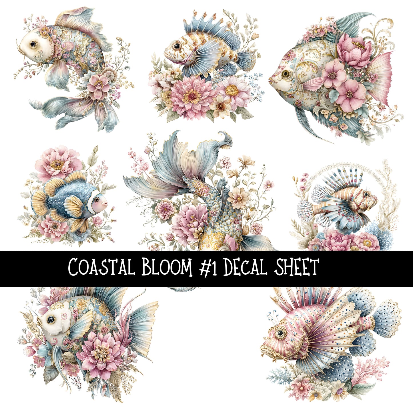 Coastal Bloom UV DTF Decal sheets 5 design Options  available