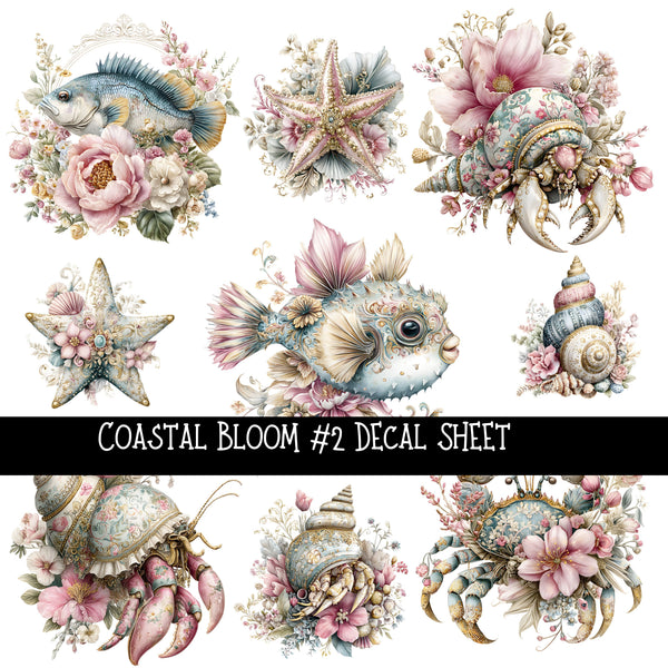 Coastal Bloom UV DTF Decal sheets 5 design Options  available