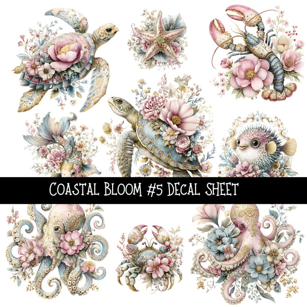 Coastal Bloom UV DTF Decal sheets 5 design Options  available