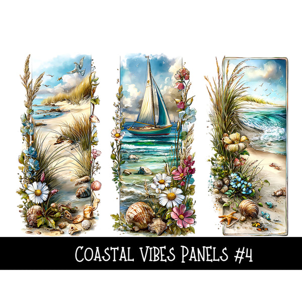 Coastal Vibes Panels UV DTF Decal sheet 6 designs to choose from