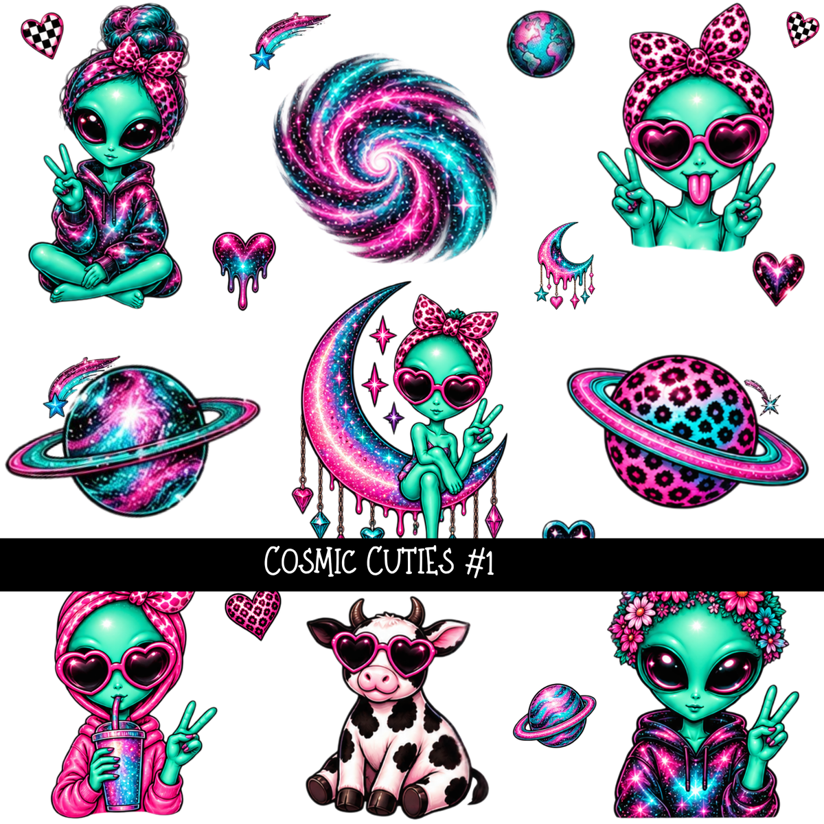 Cosmic Cuties - UV DTF Decal sheets