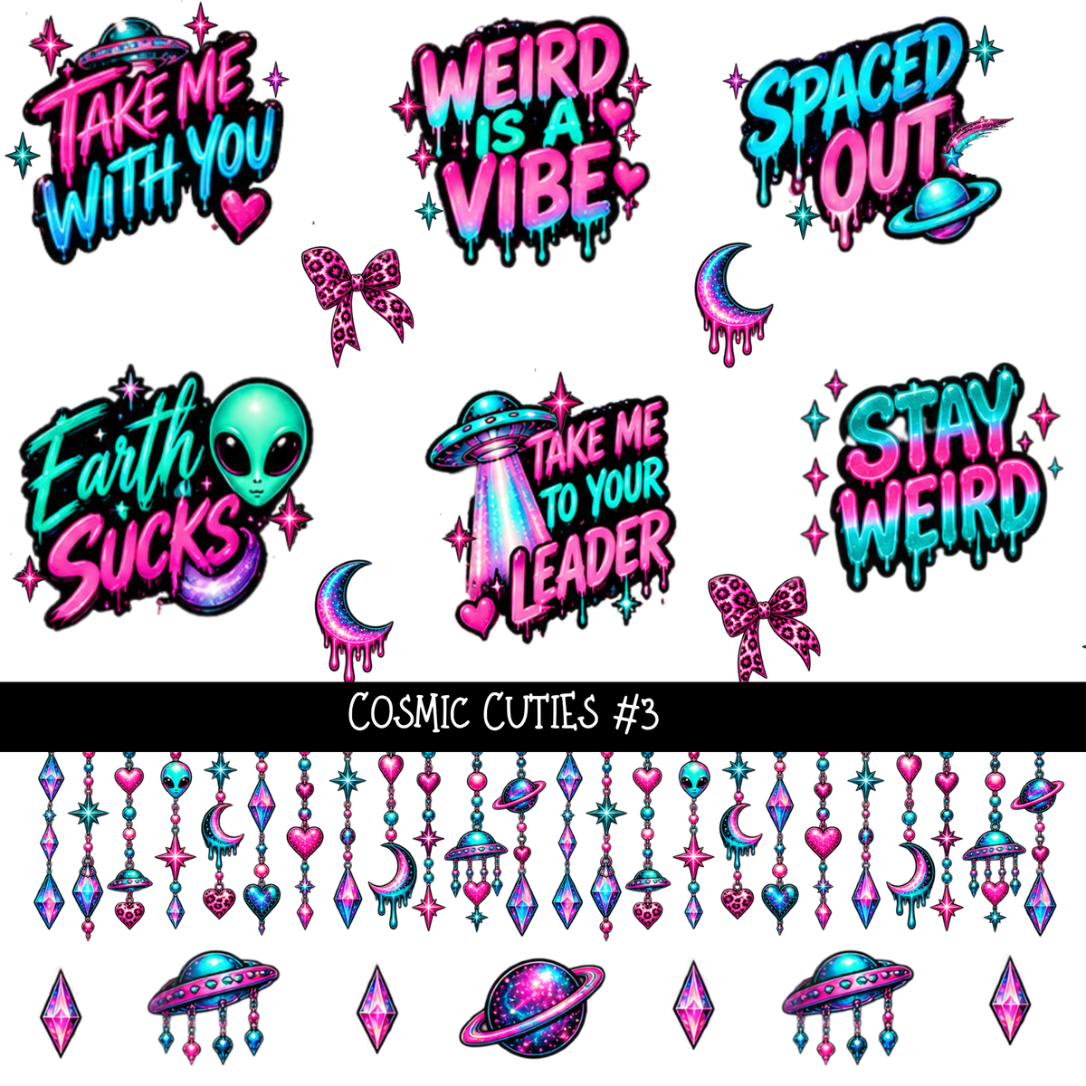 Cosmic Cuties - UV DTF Decal sheets