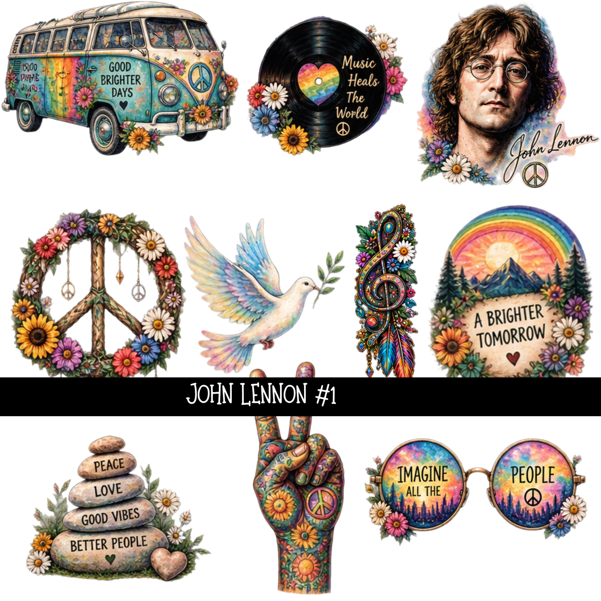 John Lennon - UV DTF Decal sheets