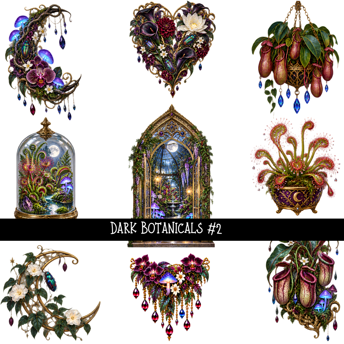 Dark Botanicals - UV DTF Decal sheets