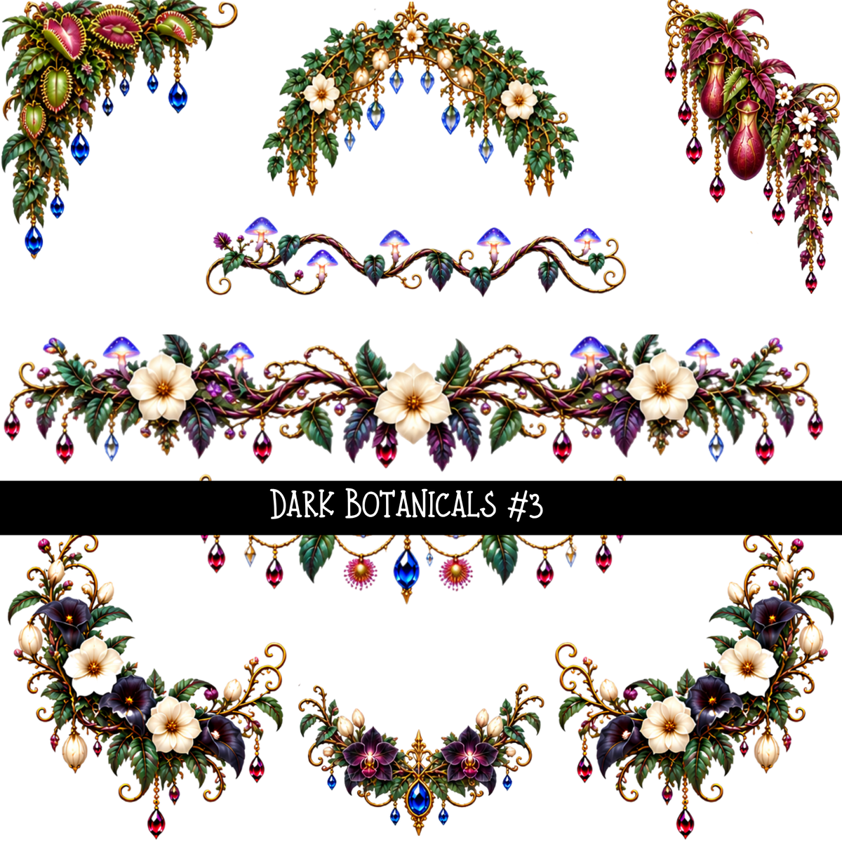 Dark Botanicals - UV DTF Decal sheets