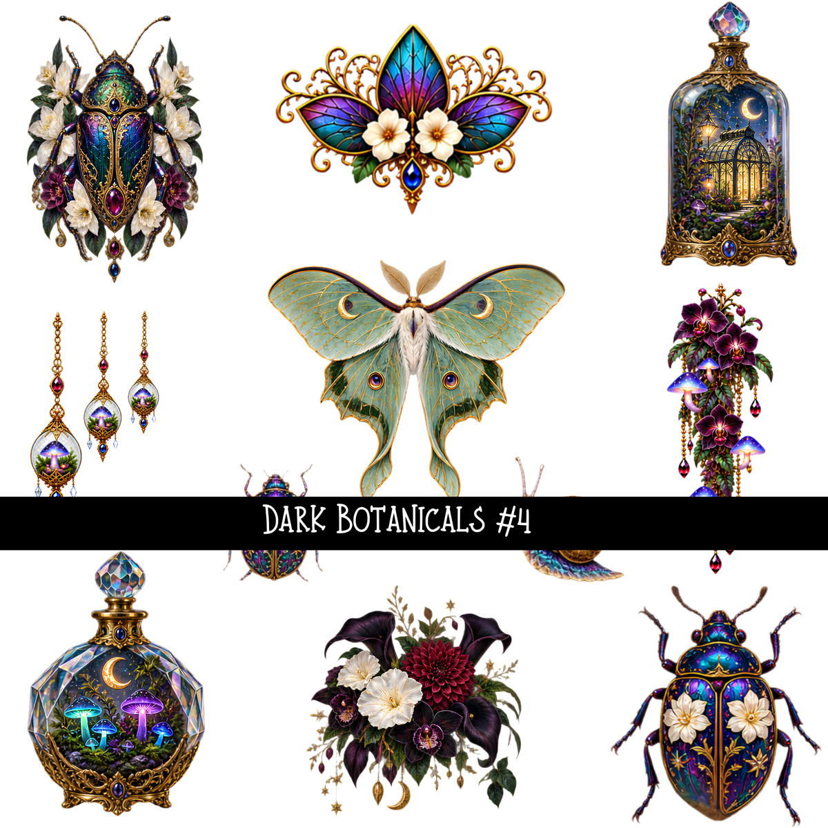 Dark Botanicals - UV DTF Decal sheets