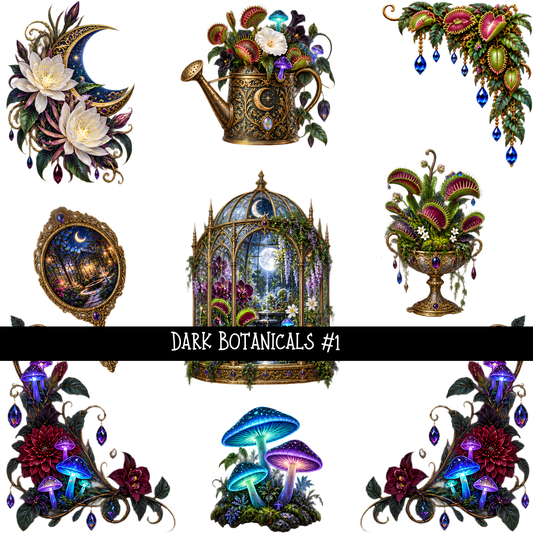 Dark Botanicals - UV DTF Decal sheets
