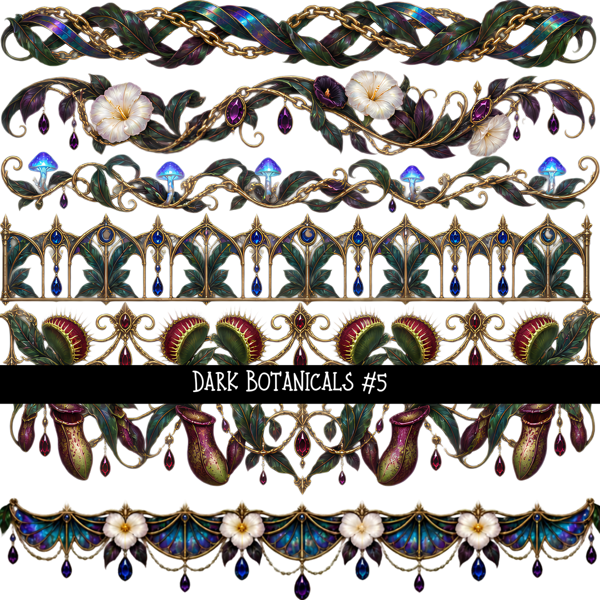 Dark Botanicals - UV DTF Decal sheets